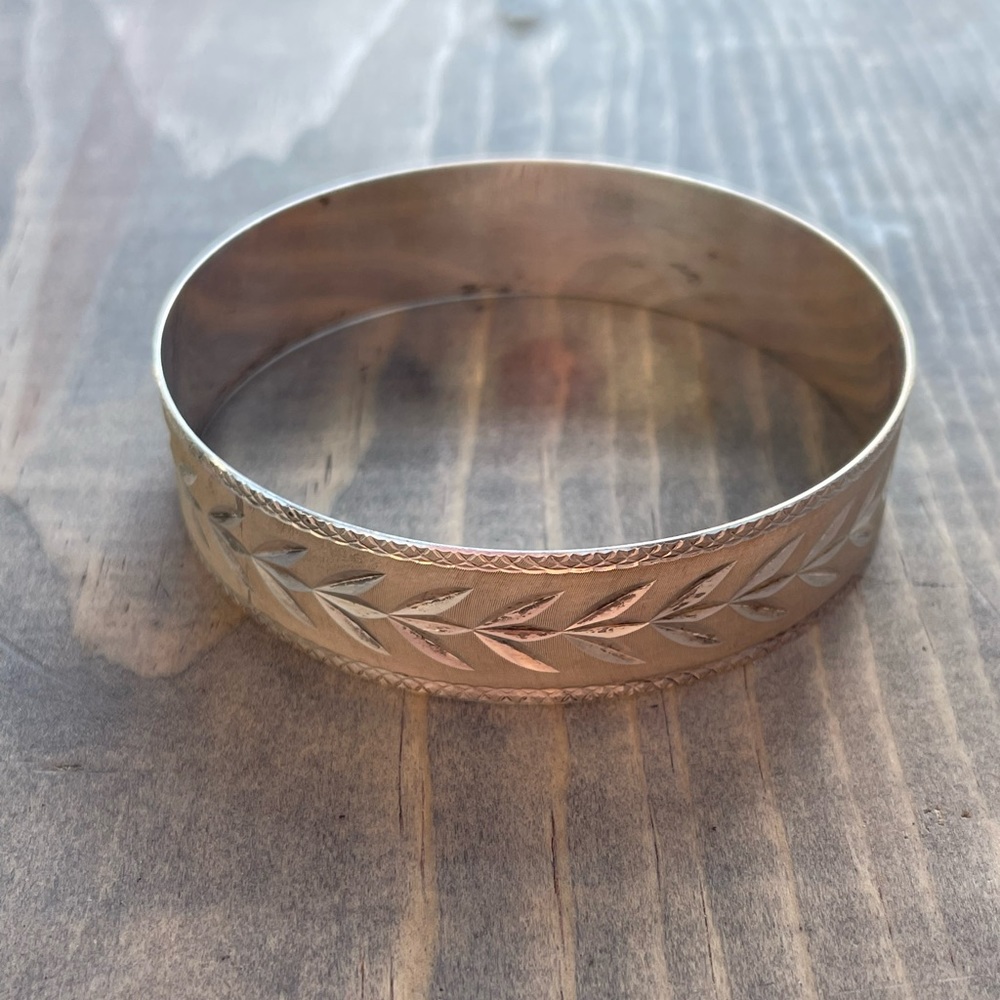 Etched Sterling Silver Bangle